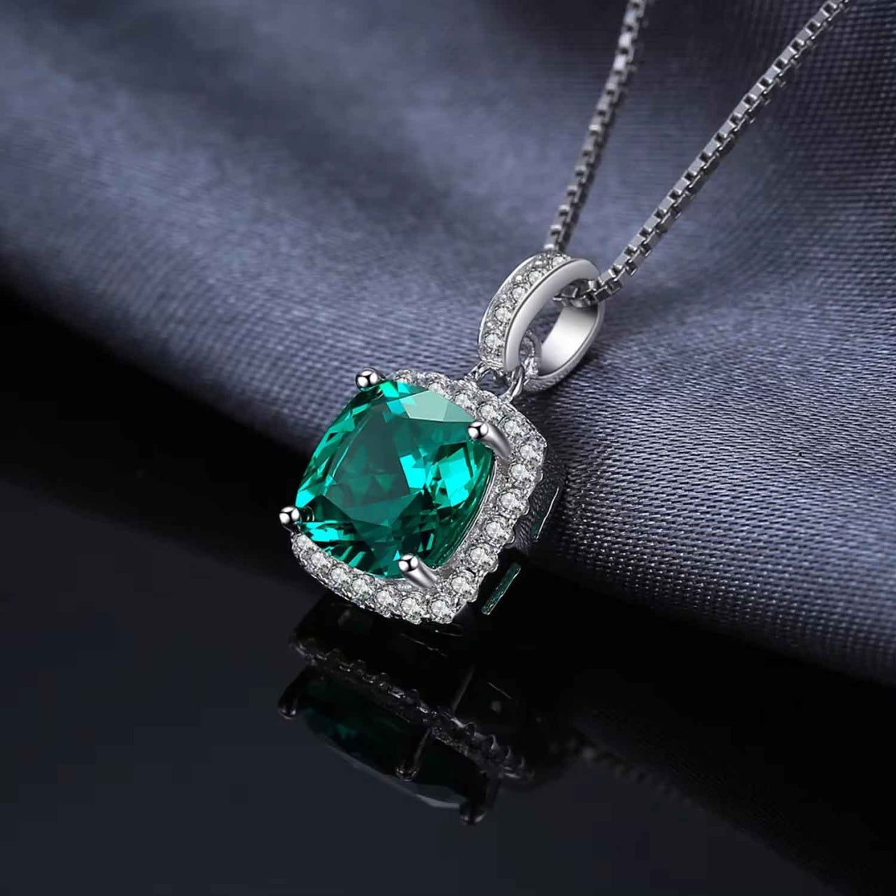 Lant cu pandantiv pentru femei din argint 925 Arg411V Smarald Verde SAPPHIRE