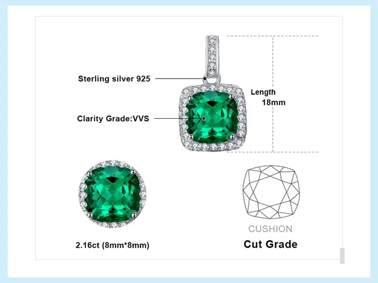 Lant cu pandantiv pentru femei din argint 925 Arg411V Smarald Verde SAPPHIRE
