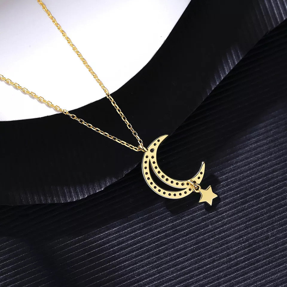 Lantisor Argint 925 Moon&Star LUNA&STEA GOLD