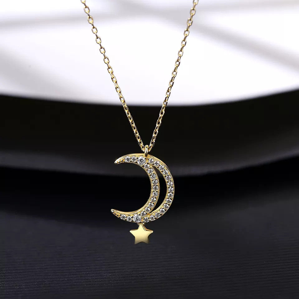 Lantisor Argint 925 Moon&Star LUNA&STEA GOLD