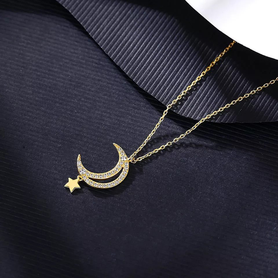 Lantisor Argint 925 Moon&Star LUNA&STEA GOLD