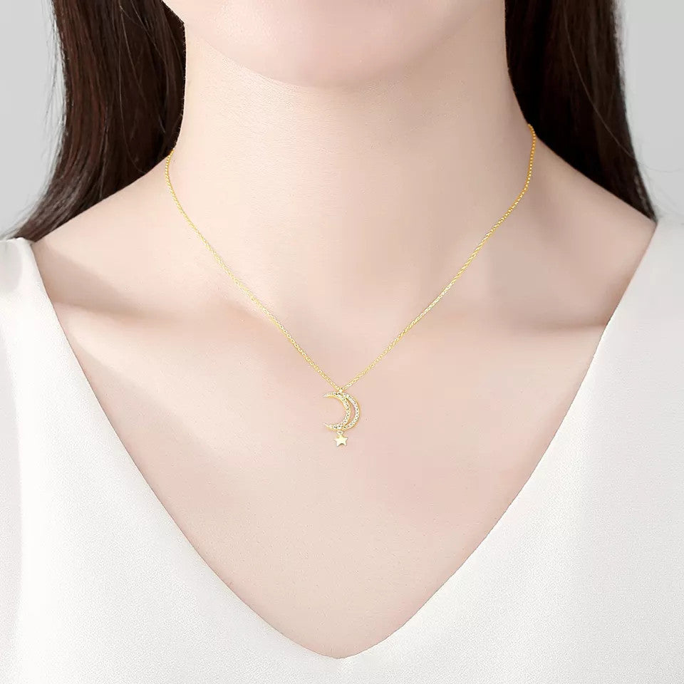 Lantisor Argint 925 Moon&Star LUNA&STEA GOLD
