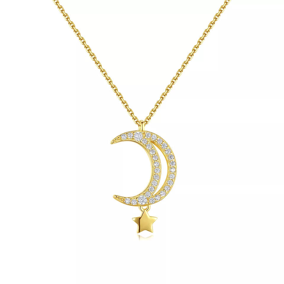 Lantisor Argint 925 Moon&Star LUNA&STEA GOLD
