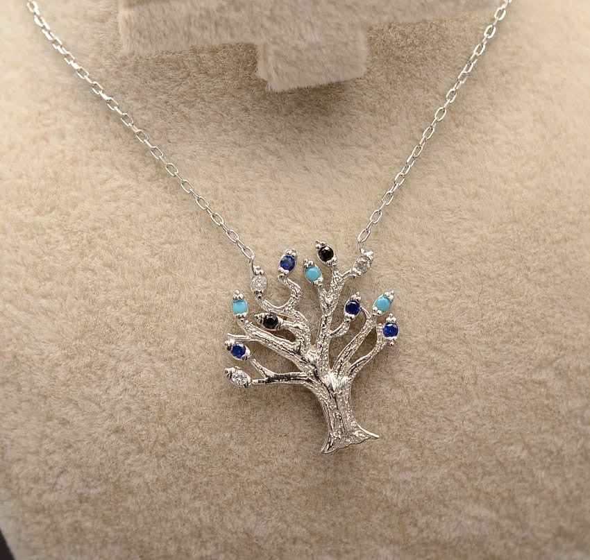 Lantisor Cu Pandativ DIn Argint 925 Deep Colorful Tree of Life