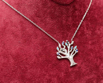 Lantisor Cu Pandativ DIn Argint 925 Deep Colorful Tree of Life