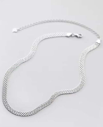 Lantisor Din Argint 925, Grosime 4,5 mm, Choker Plat Model Mesa Rodiat