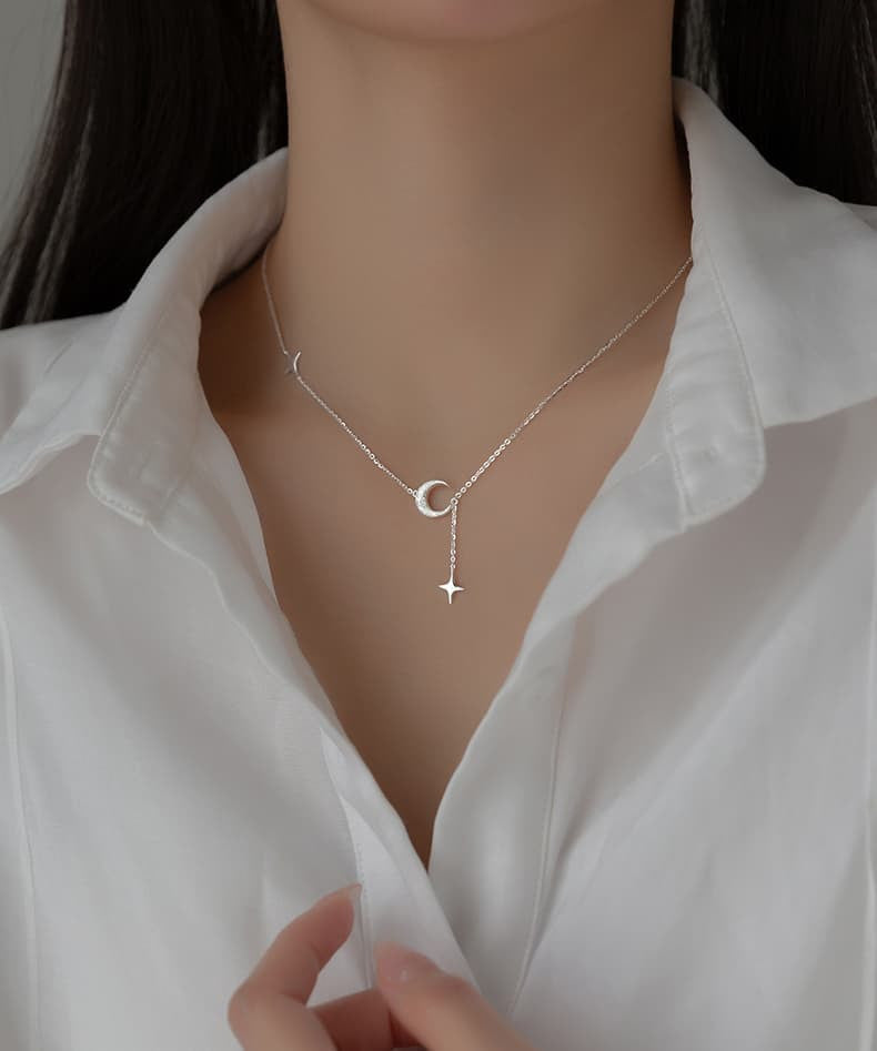 Lantisor Din Argint 925 LUNA SI STEA