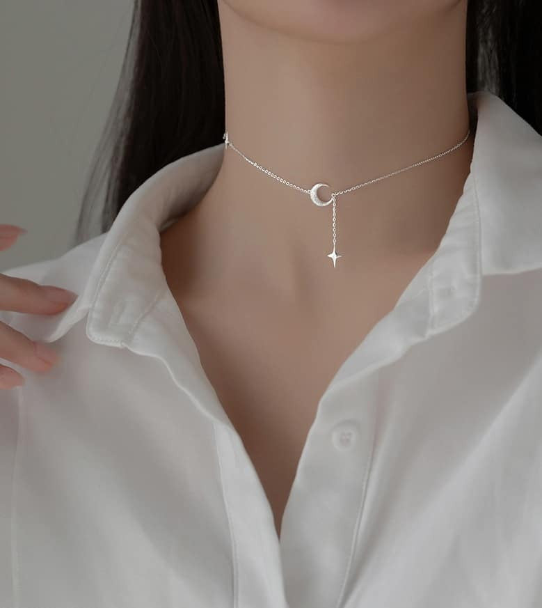 Lantisor Din Argint 925 LUNA SI STEA