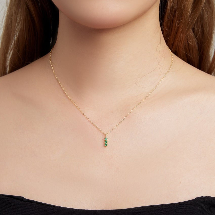 Lantisor Din Argint 925 Auriu Safir Verde FINUT 1.3g