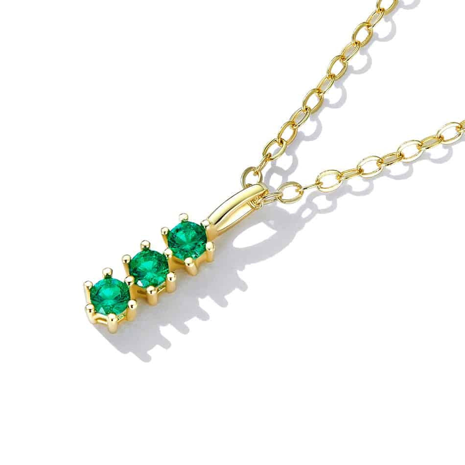 Lantisor Din Argint 925 Auriu Safir Verde FINUT 1.3g