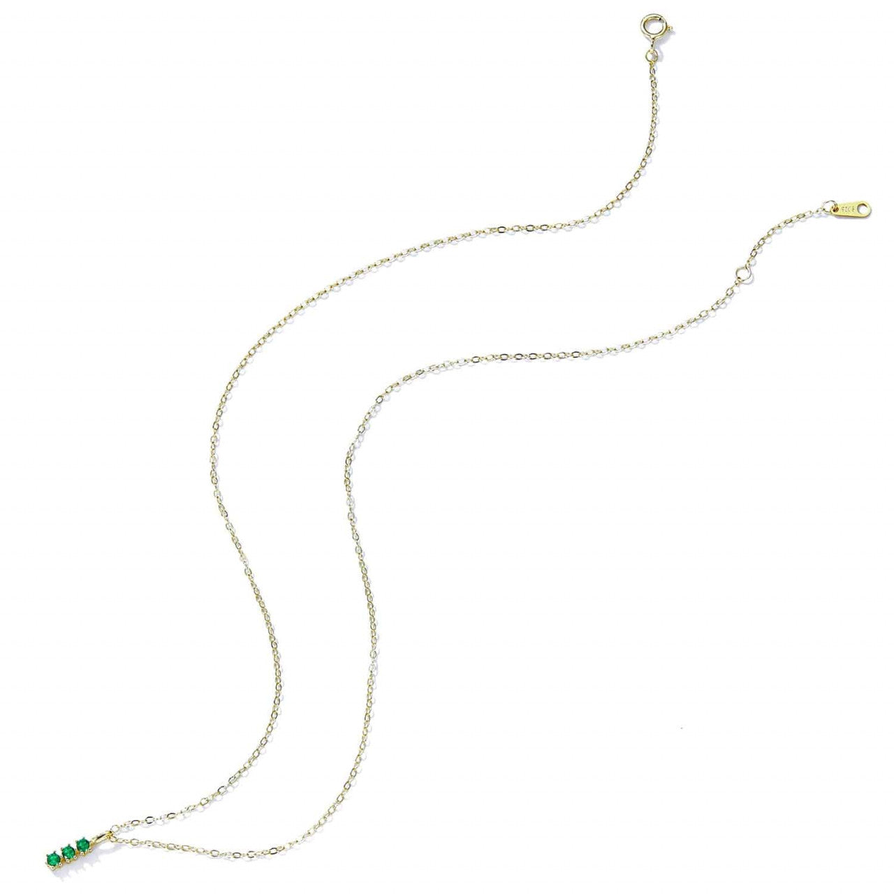 Lantisor Din Argint 925 Auriu Safir Verde FINUT 1.3g