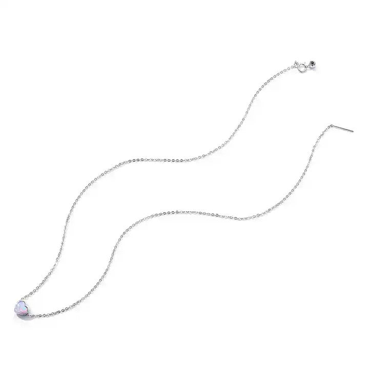 Lantisor Din Argint 925 Cu Opal Model Inima, strălucitor, pandantiv, colier, pentru femei, bijuterii, cadou 2.3g