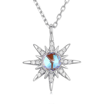 Lantisor Din Argint 925 MOONSTONE & ZIRCONE Soare 2.6g