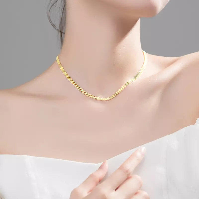 Lantisor Din Argint 925 Placat Aur Choker Bead Laser 5.3g