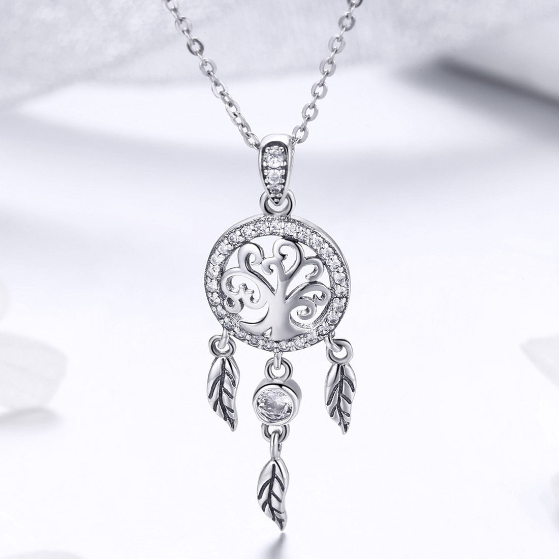 Lantisor Din Argint 925 Reglabil cu Dream Catcher cu Copacul Vietii Model Rotund