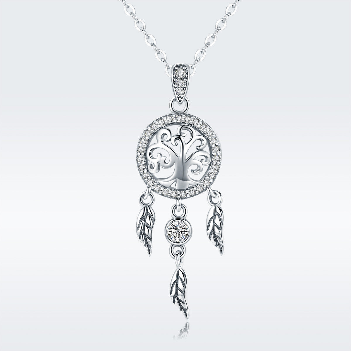 Lantisor Din Argint 925 Reglabil cu Dream Catcher cu Copacul Vietii Model Rotund