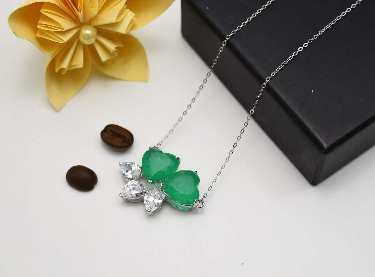 Lantisor Din Argint 925 Smarald Verde 8g
