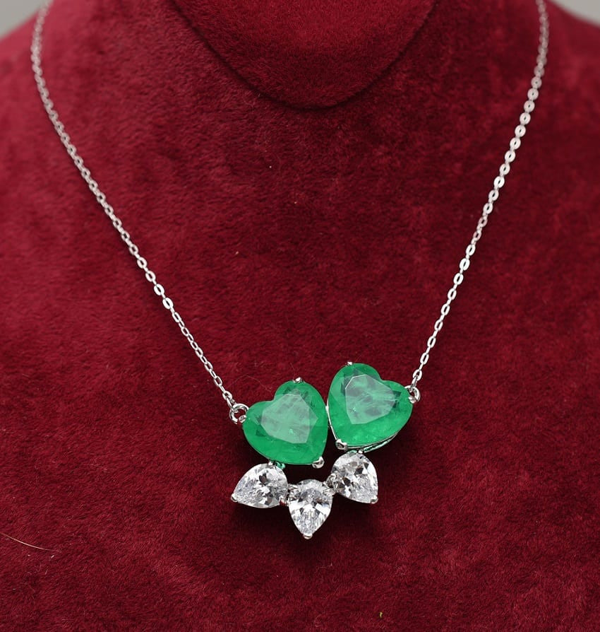 Lantisor Din Argint 925 Smarald Verde 8g