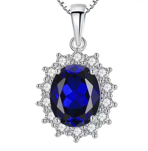 Pandantiv cu Lantisor Argint 925 Blue Sapphire 3.2g
