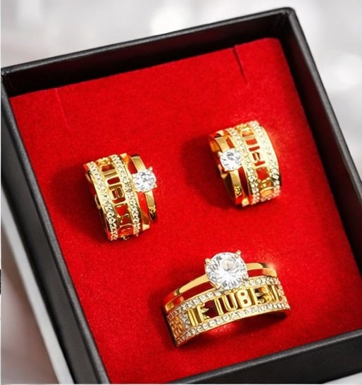 Set Argint 925 Model Verigheta, Cercei Te Iubesc Placat Aur 5.25g