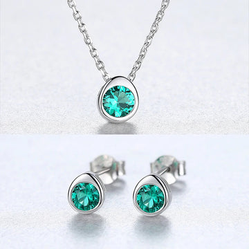 Set Argint 925 de Bijuterii Fine Geometrice Piatra Verde Pentru Femei Finut 2.28g
