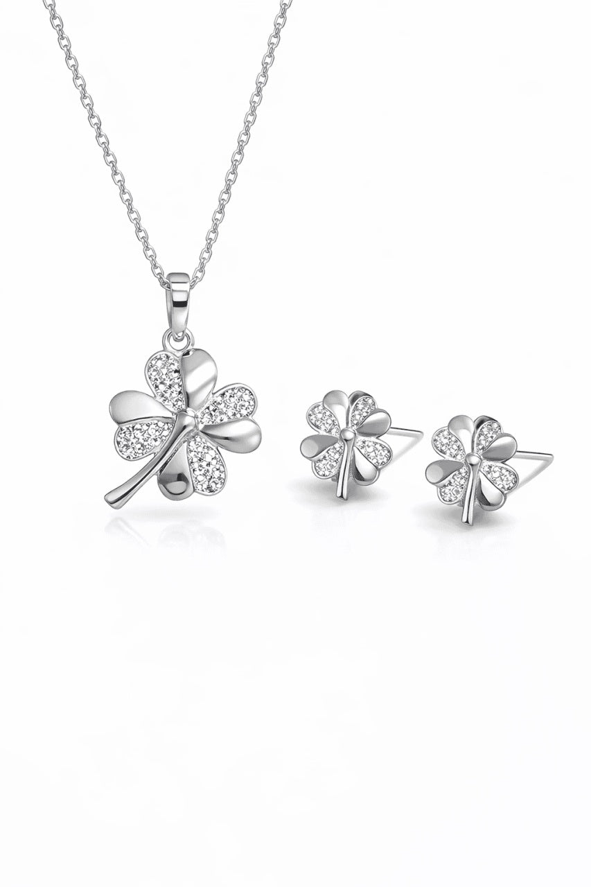 Set Bijuterii Argint 925 Model Trifoi Cu Patru Foi – Noroc și Eleganță SET 203X
