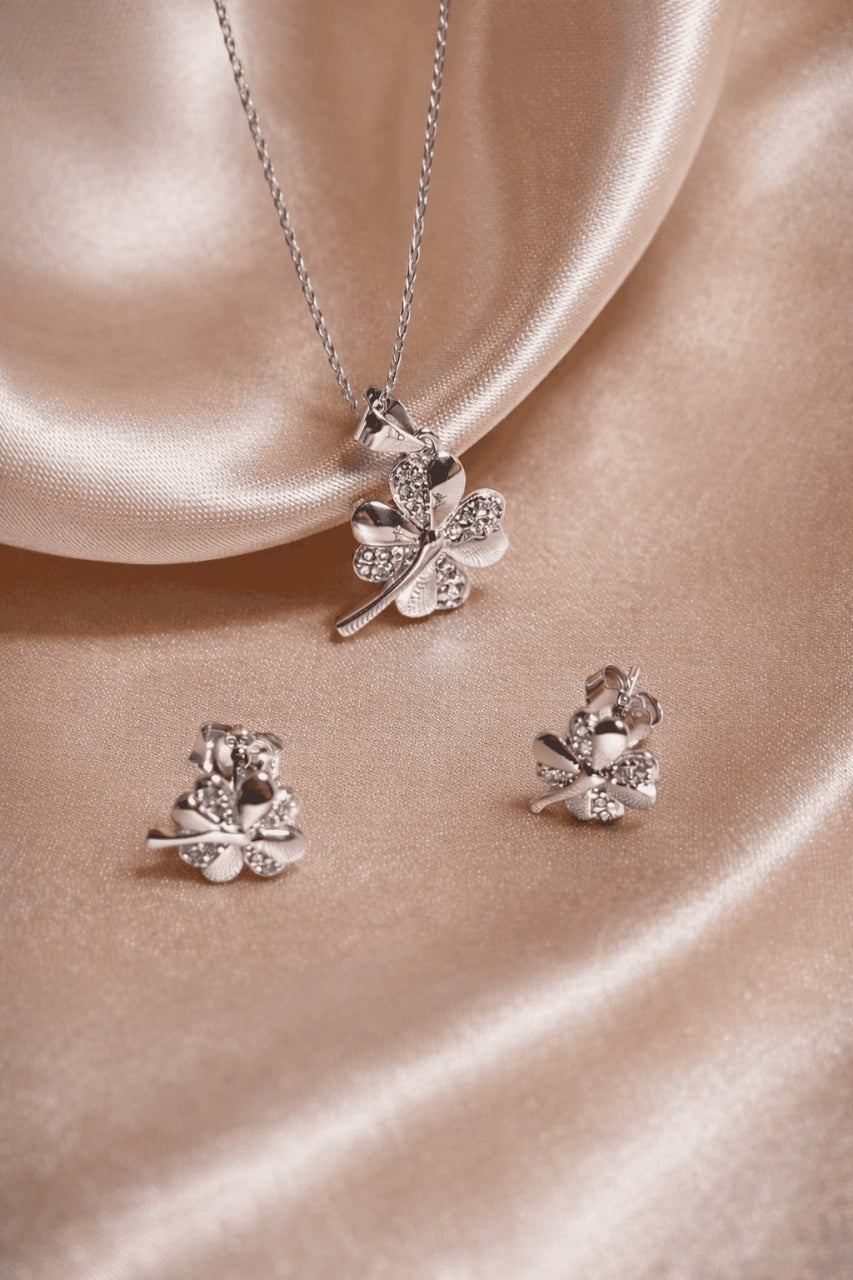 Set Bijuterii Argint 925 Model Trifoi Cu Patru Foi – Noroc și Eleganță SET 203X