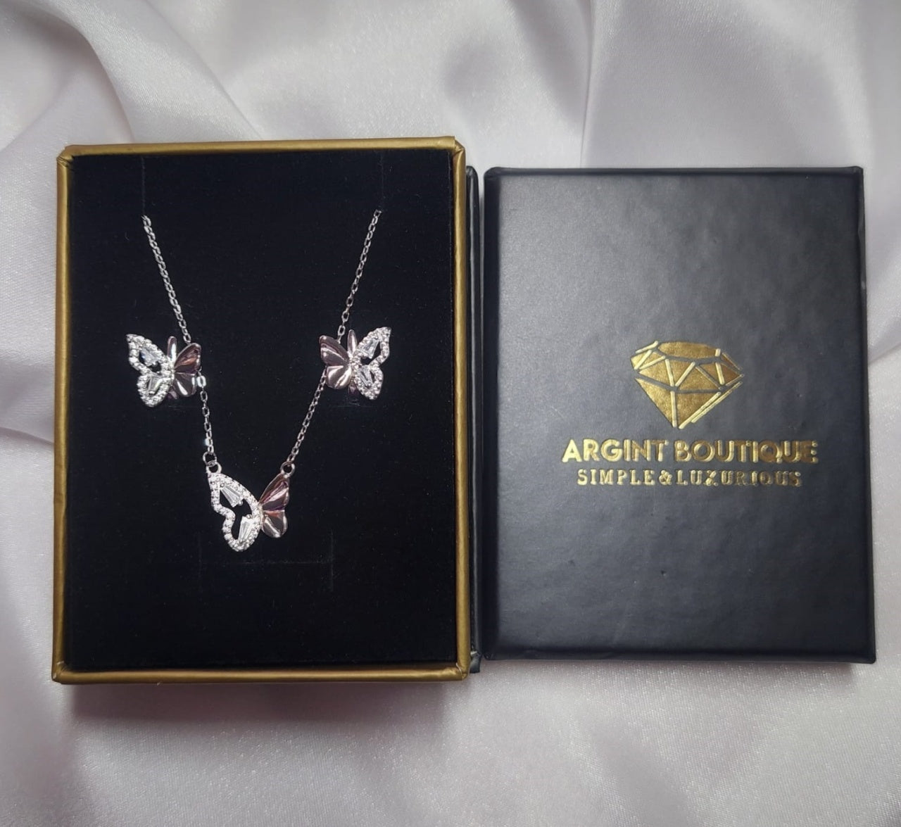 Set Bijuterii Argint 925 Fluture Cu Zirconii – Model Fin, Elegant Set 207X