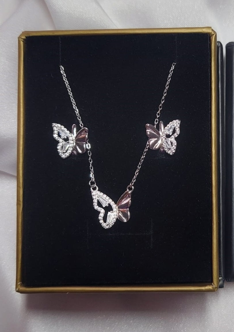 Set Bijuterii Argint 925 Fluture Cu Zirconii – Model Fin, Elegant Set 207X