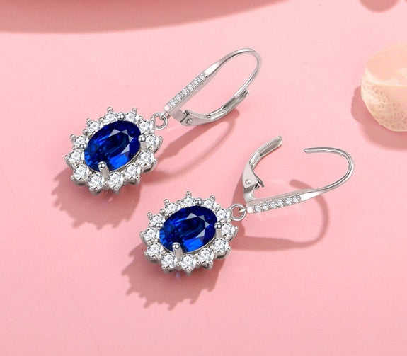 Set Bijuterii Argint S925 Cu Cristale Safir – Eleganță și Stil 209A