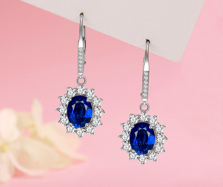 Set Bijuterii Argint S925 Cu Cristale Safir – Eleganță și Stil 209A