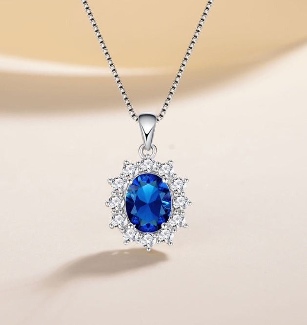Set Bijuterii Argint S925 Cu Cristale Safir – Eleganță și Stil 209A