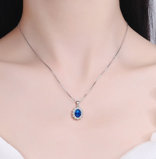 Set Bijuterii Argint S925 Cu Cristale Safir – Eleganță și Stil 209A