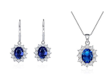 Set Bijuterii Argint S925 Cu Cristale Safir – Eleganță și Stil 209A