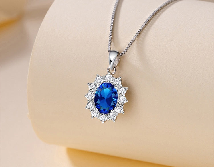 Set Bijuterii Argint S925 Cu Cristale Safir – Eleganță și Stil 209A