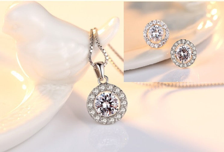 Set Cercei si Colier Argint S925 in stil clasic