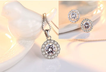 Set Cercei si Colier Argint S925 in stil clasic