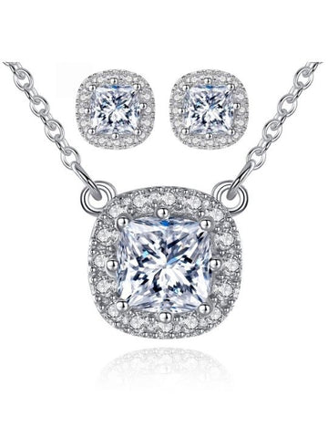 Set cercei si colier din argint S925 zirconiu cubic de lux 4.6g
