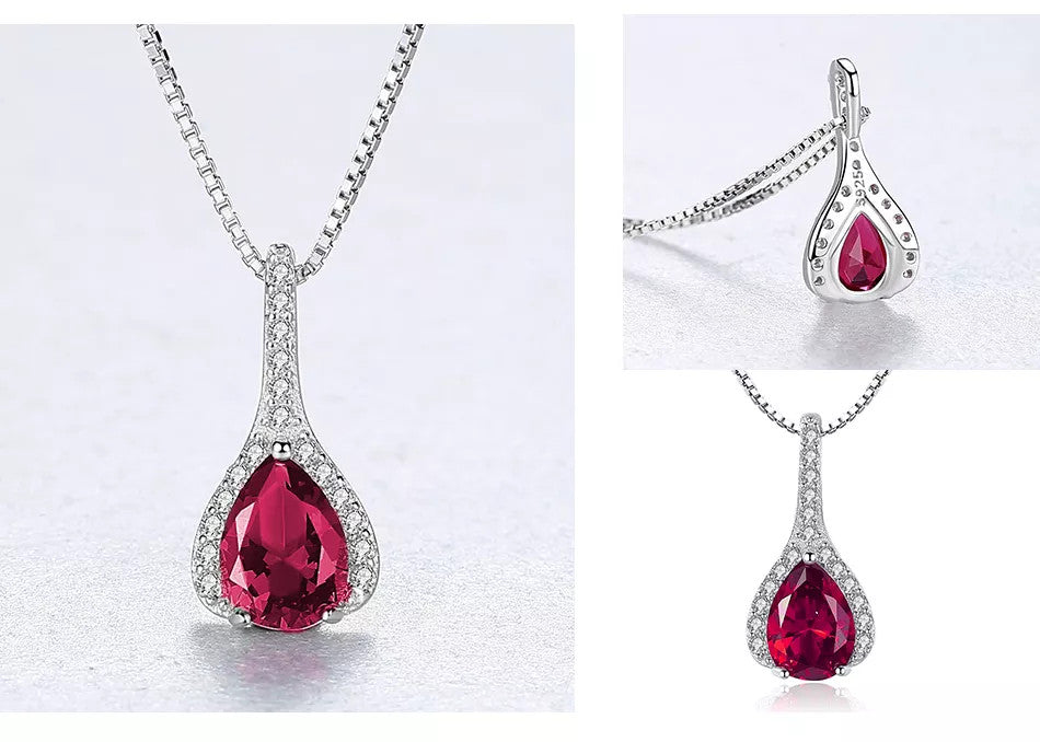 Set Cercei si Lantisor Din Argint S925 Zirconiu Rubin Duchess Rosu 3.3g