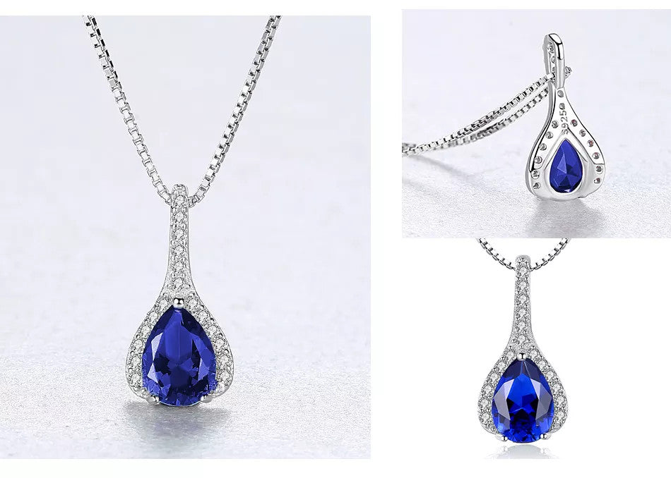 Set Cercei si Lantisor Din Argint S925 Zirconiu Safir Duchess Blue 3.3g