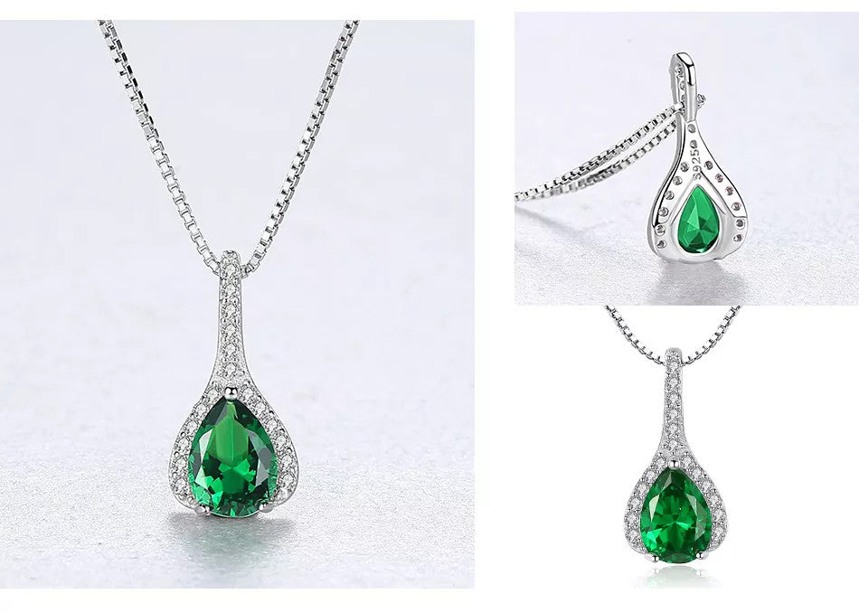 Set Cercei si Lantisor Din Argint S925 Zirconiu Smarald Duchess 3.3g