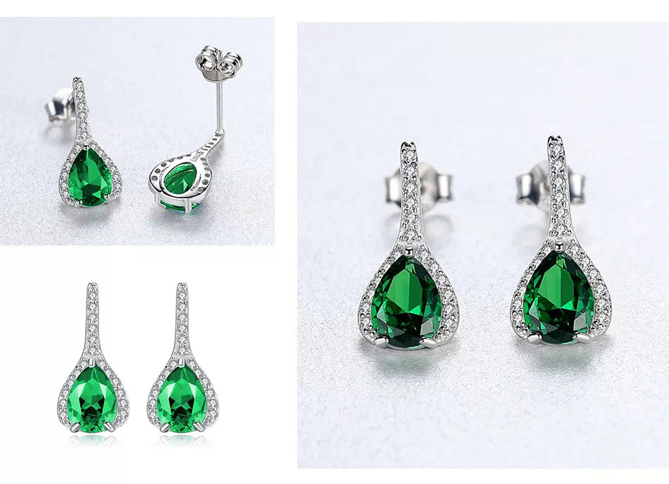 Set Cercei si Lantisor Din Argint S925 Zirconiu Smarald Duchess 3.3g