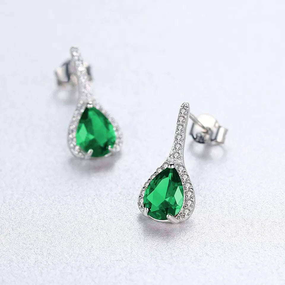 Set Cercei si Lantisor Din Argint S925 Zirconiu Smarald Duchess 3.3g