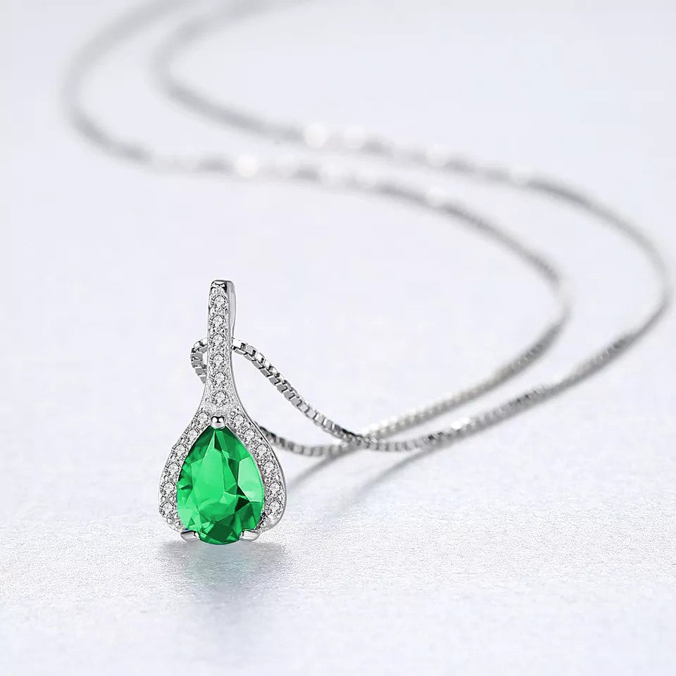 Set Cercei si Lantisor Din Argint S925 Zirconiu Smarald Duchess 3.3g