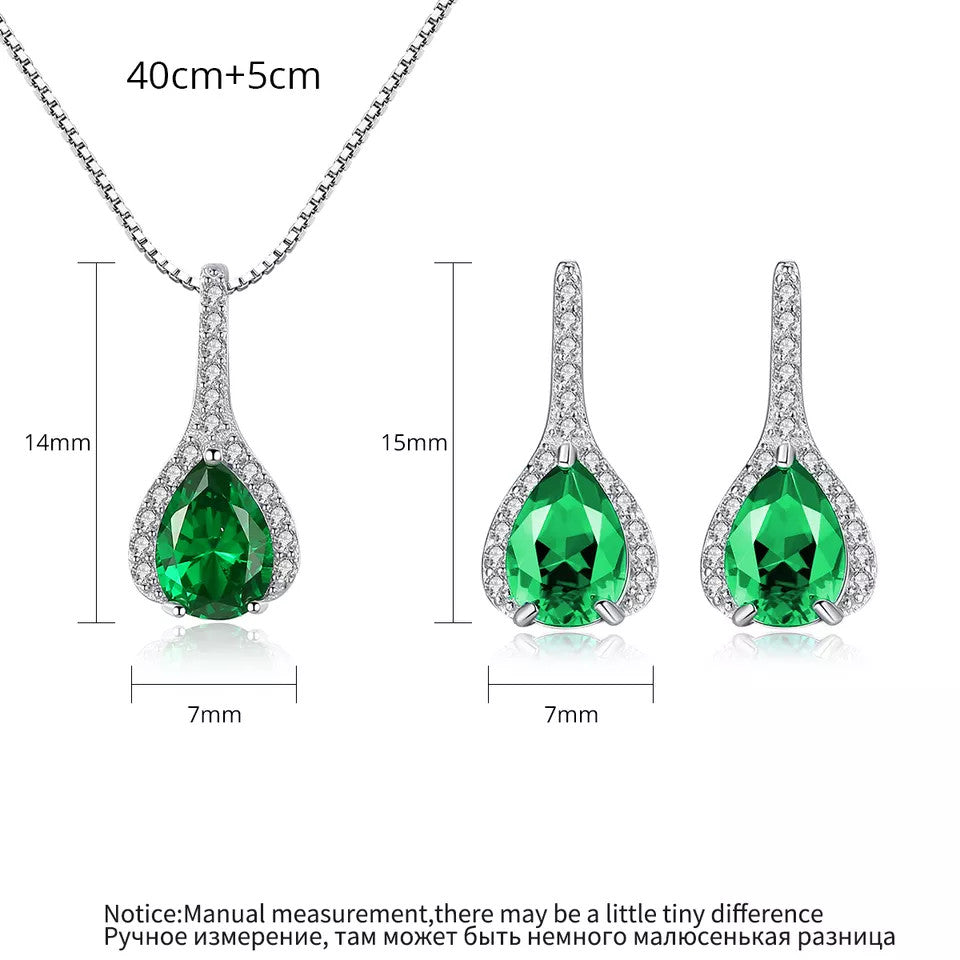 Set Cercei si Lantisor Din Argint S925 Zirconiu Smarald Duchess 3.3g