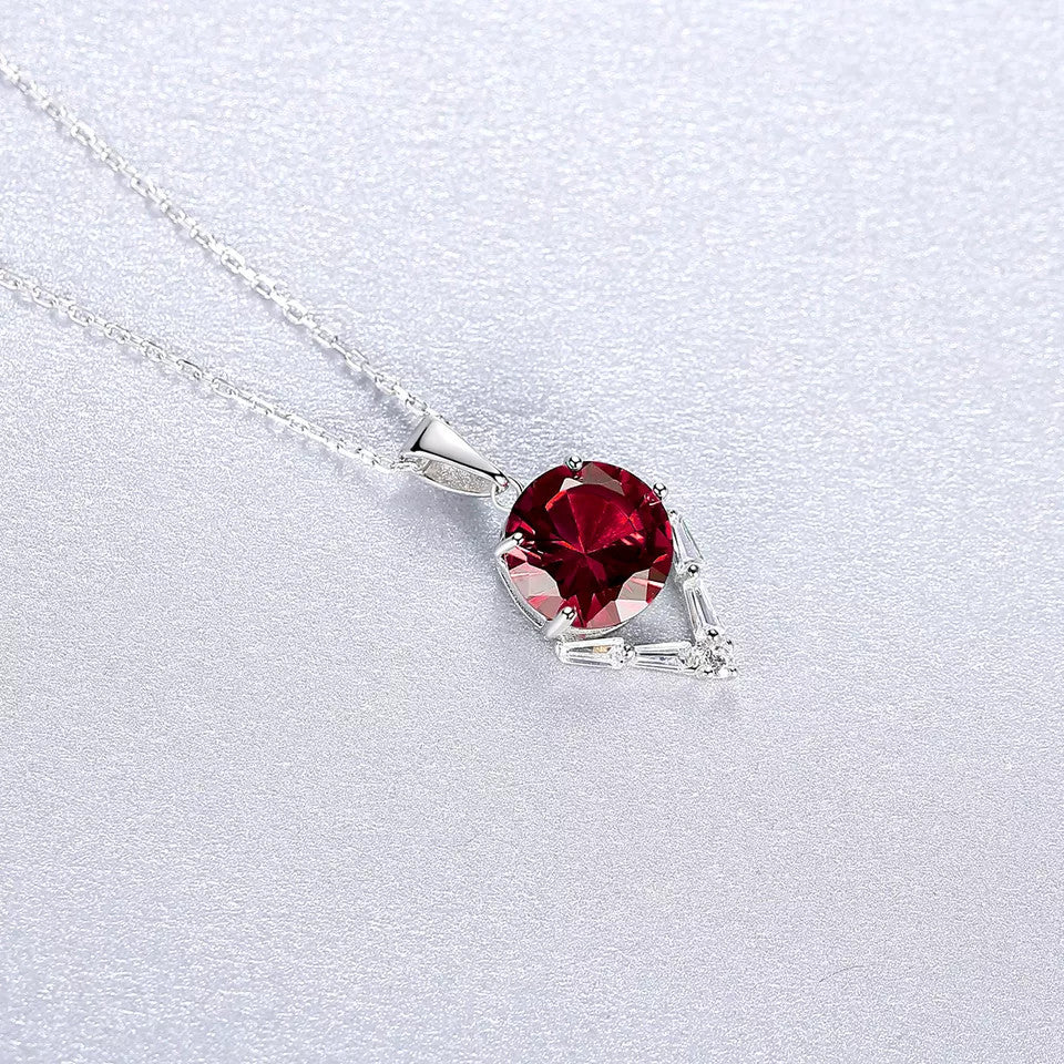 Set Cercei si Lantisor Din Argint 925 Zirconiu Rubin Gemstone Dainty Rosu 4.4g