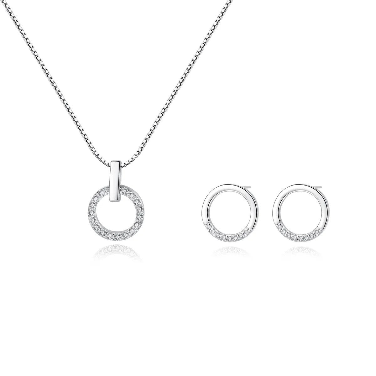 Set Cercei si Lantisor model pe Rotund din argint S925 zirconiu cubic de lux