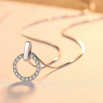 Set Cercei si Lantisor model pe Rotund din argint S925 zirconiu cubic de lux