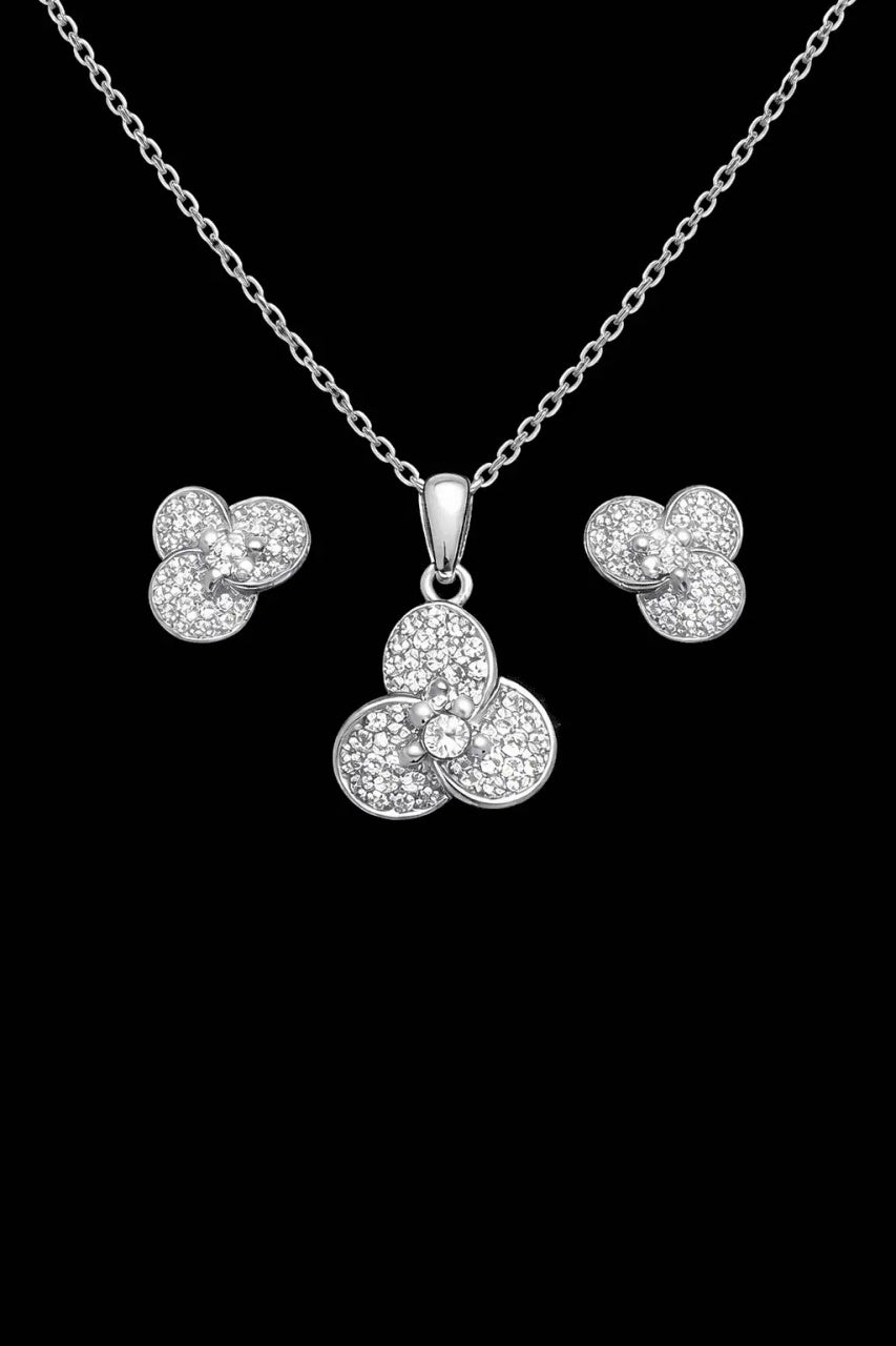 Set Colier și Cercei Design Trei Elemente Trinity Din Argint 925 Placat Cu Zirconii – Design Strălucitor