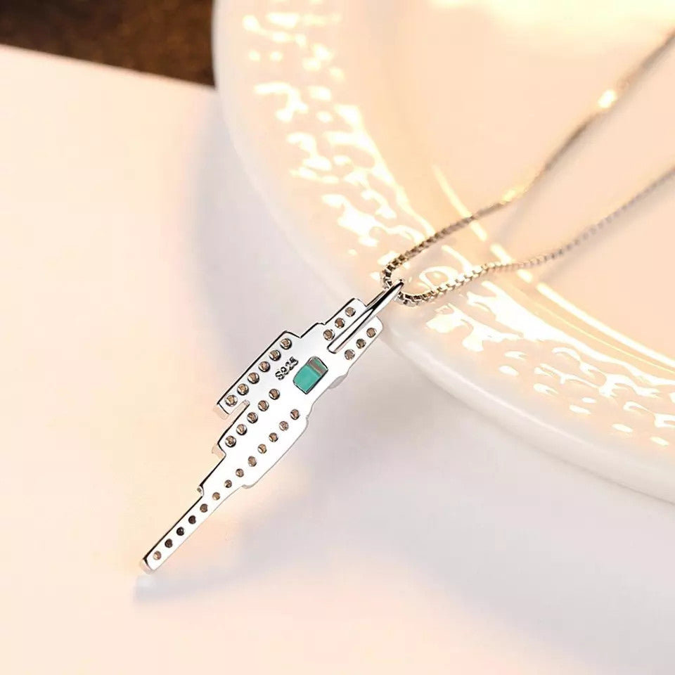 Set Colier si Cercei Din Argint 925 Luxury Ladies Smarald Verde 3.8g